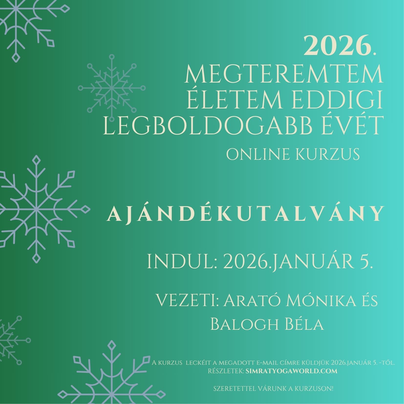 Karácsonyi ajándékutalvány * 2026 * Megteremtem életem legboldogabb évét online kurzus